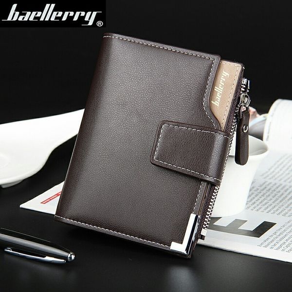 baellerry brand wallet men leather men wallets purse short male clutch leather wallet mens money bag quality guarantee carteira, Silver